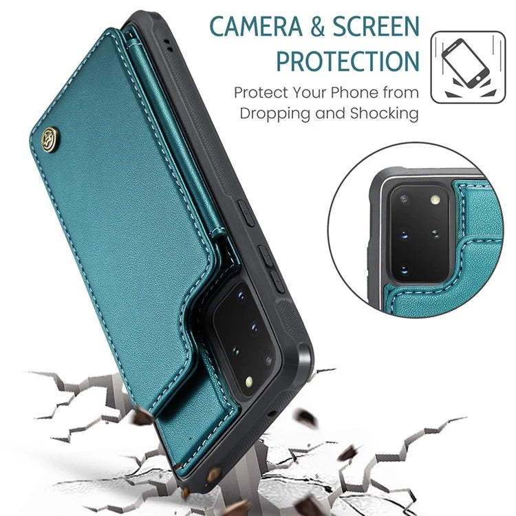 CASEME C22 Series for Samsung Galaxy S20 Plus 4G / 5G Case 5 Card Slots Phone Kickstand Cover