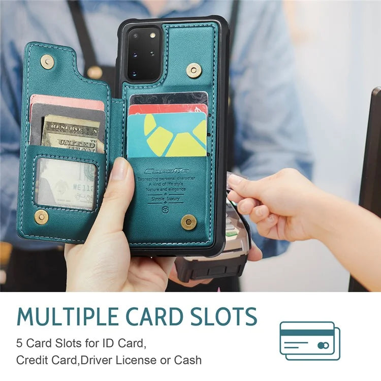 CASEME C22 Series for Samsung Galaxy S20 Plus 4G / 5G Case 5 Card Slots Phone Kickstand Cover