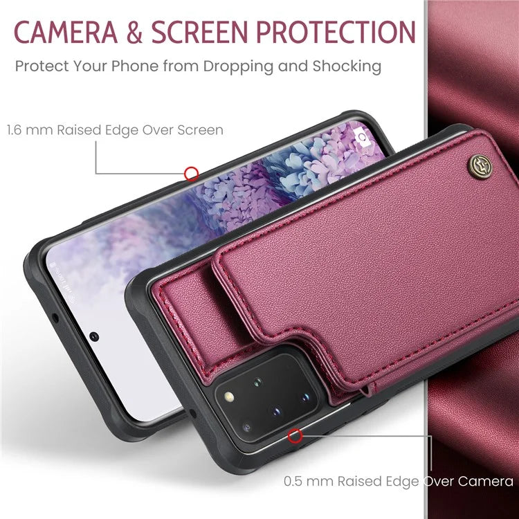 CASEME C22 Series for Samsung Galaxy S20 Plus 4G / 5G Case 5 Card Slots Phone Kickstand Cover