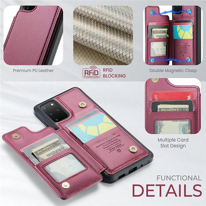 CASEME C22 Series for Samsung Galaxy S20 Plus 4G / 5G Case 5 Card Slots Phone Kickstand Cover