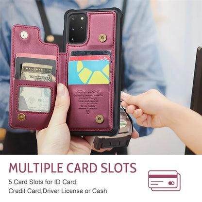 CASEME C22 Series for Samsung Galaxy S20 Plus 4G / 5G Case 5 Card Slots Phone Kickstand Cover