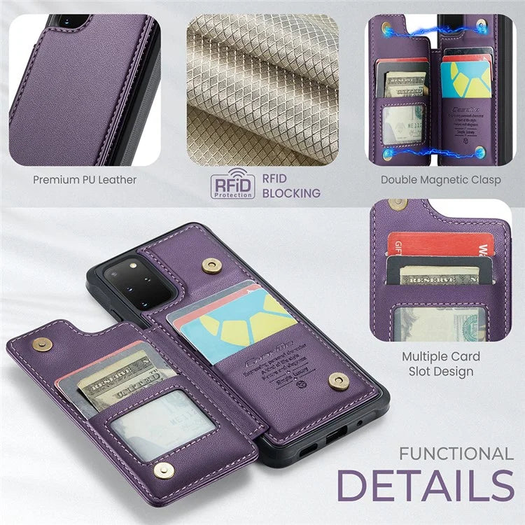 CASEME C22 Series for Samsung Galaxy S20 Plus 4G / 5G Case 5 Card Slots Phone Kickstand Cover