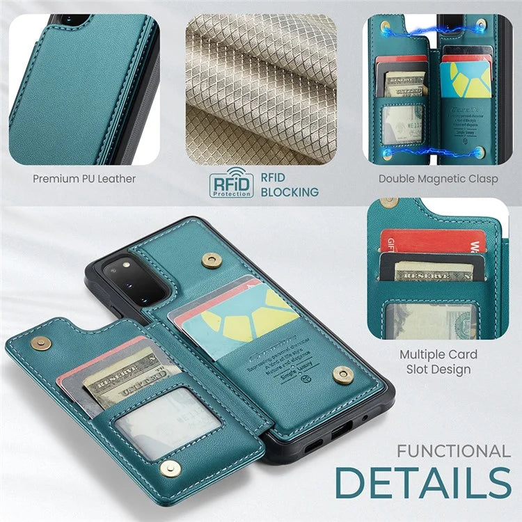 CASEME C22 Series for Samsung Galaxy S20 FE / FE 5G / S20 Lite / S20 FE 2022 Phone Case with 5 Card Slots Kickstand