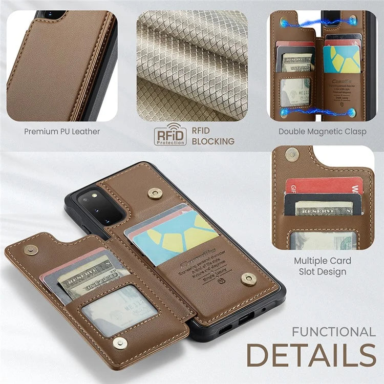 CASEME C22 Series for Samsung Galaxy S20 FE / FE 5G / S20 Lite / S20 FE 2022 Phone Case with 5 Card Slots Kickstand