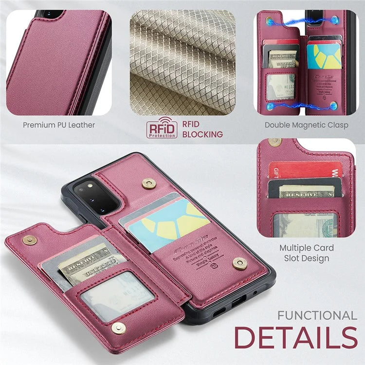 CASEME C22 Series for Samsung Galaxy S20 FE / FE 5G / S20 Lite / S20 FE 2022 Phone Case with 5 Card Slots Kickstand