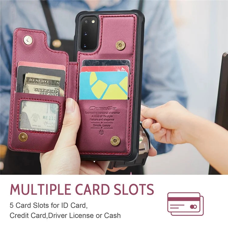 CASEME C22 Series for Samsung Galaxy S20 FE / FE 5G / S20 Lite / S20 FE 2022 Phone Case with 5 Card Slots Kickstand