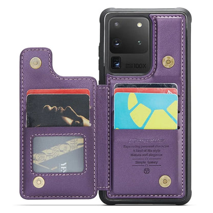 CASEME C22 Series for Samsung Galaxy S20 Ultra Case Leather+TPU Phone Cover with 5 Card Slots