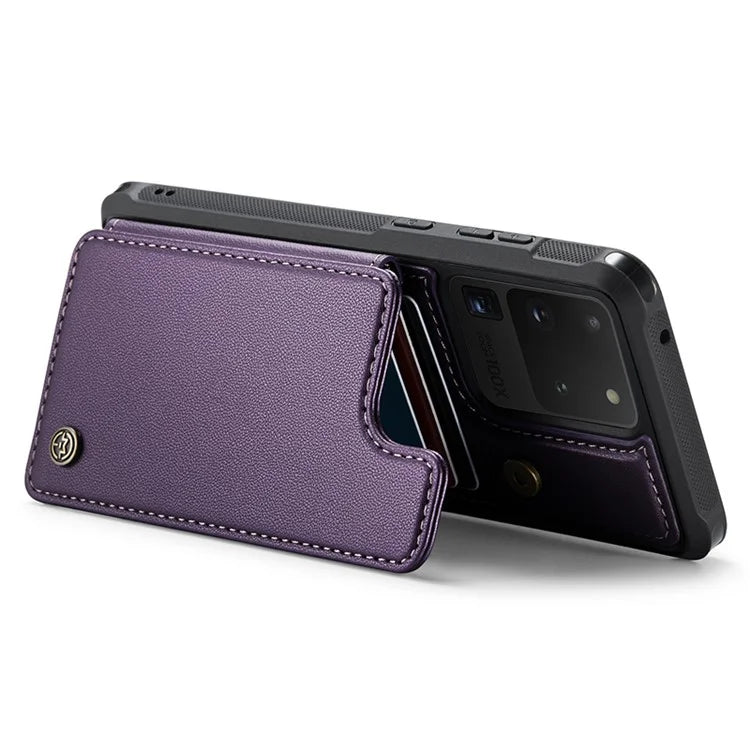 CASEME C22 Series for Samsung Galaxy S20 Ultra Case Leather+TPU Phone Cover with 5 Card Slots