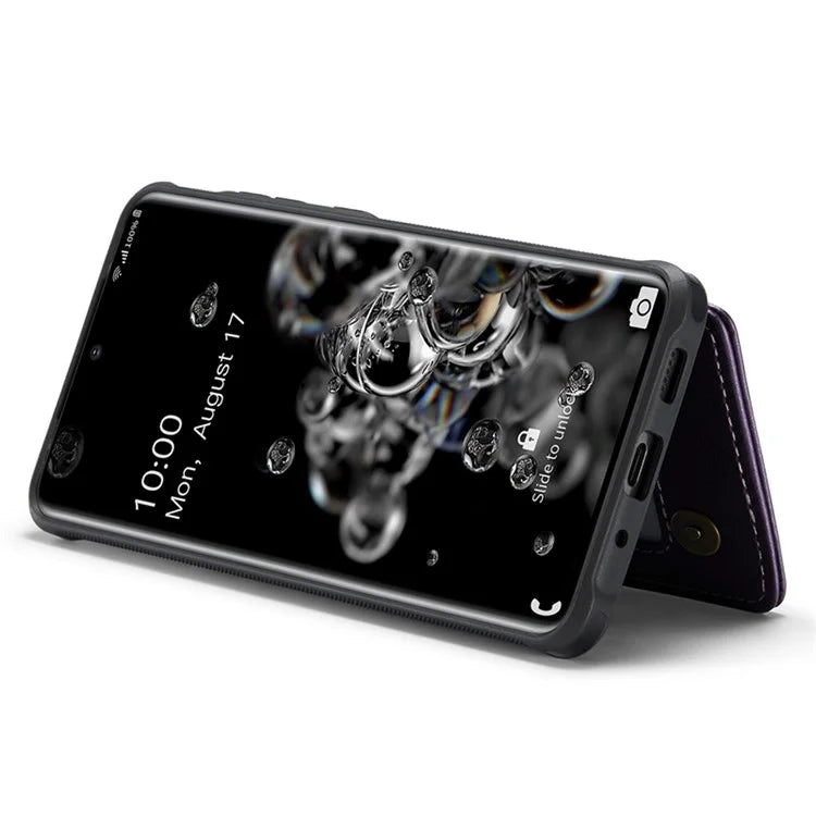 CASEME C22 Series for Samsung Galaxy S20 Ultra Case Leather+TPU Phone Cover with 5 Card Slots