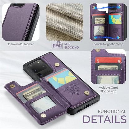 CASEME C22 Series for Samsung Galaxy S20 Ultra Case Leather+TPU Phone Cover with 5 Card Slots