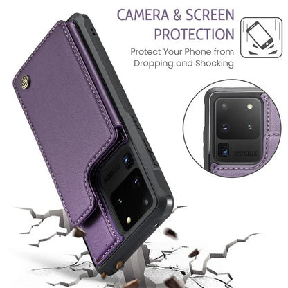 CASEME C22 Series for Samsung Galaxy S20 Ultra Case Leather+TPU Phone Cover with 5 Card Slots
