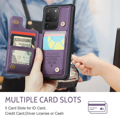 CASEME C22 Series for Samsung Galaxy S20 Ultra Case Leather+TPU Phone Cover with 5 Card Slots