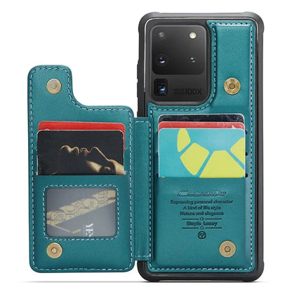 CASEME C22 Series for Samsung Galaxy S20 Ultra Case Leather+TPU Phone Cover with 5 Card Slots