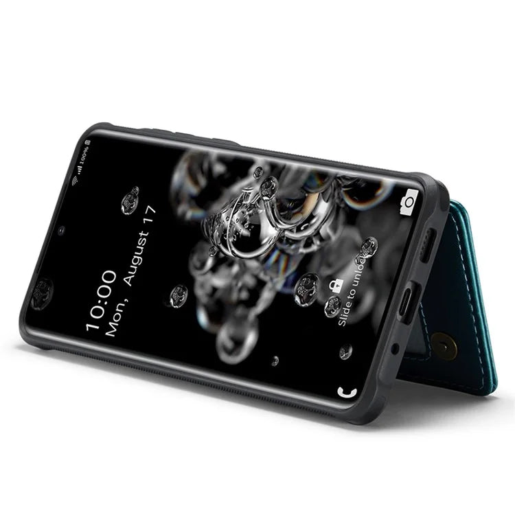 CASEME C22 Series for Samsung Galaxy S20 Ultra Case Leather+TPU Phone Cover with 5 Card Slots