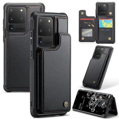 CASEME C22 Series for Samsung Galaxy S20 Ultra Case Leather+TPU Phone Cover with 5 Card Slots