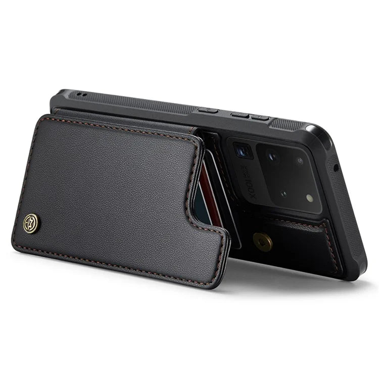 CASEME C22 Series for Samsung Galaxy S20 Ultra Case Leather+TPU Phone Cover with 5 Card Slots