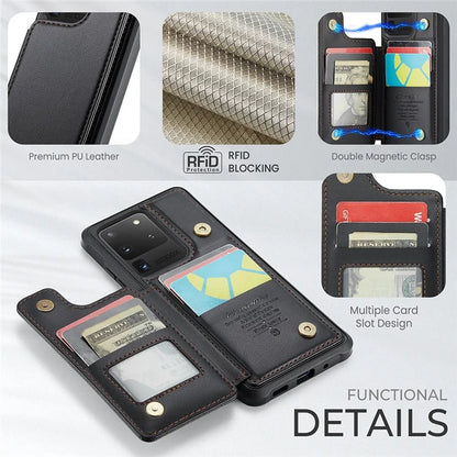 CASEME C22 Series for Samsung Galaxy S20 Ultra Case Leather+TPU Phone Cover with 5 Card Slots