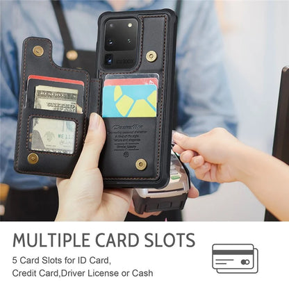 CASEME C22 Series for Samsung Galaxy S20 Ultra Case Leather+TPU Phone Cover with 5 Card Slots