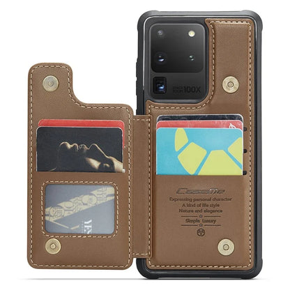 CASEME C22 Series for Samsung Galaxy S20 Ultra Case Leather+TPU Phone Cover with 5 Card Slots