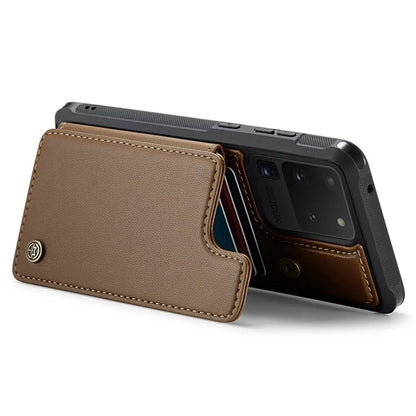 CASEME C22 Series for Samsung Galaxy S20 Ultra Case Leather+TPU Phone Cover with 5 Card Slots