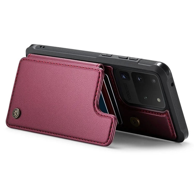 CASEME C22 Series for Samsung Galaxy S20 Ultra Case Leather+TPU Phone Cover with 5 Card Slots