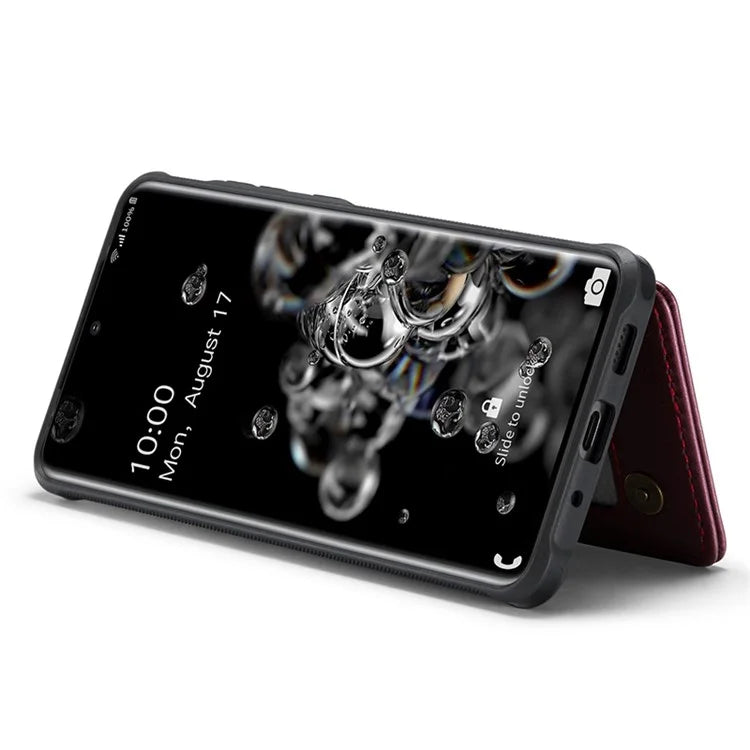 CASEME C22 Series for Samsung Galaxy S20 Ultra Case Leather+TPU Phone Cover with 5 Card Slots