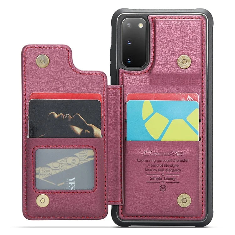CASEME C22 Series for Samsung Galaxy S20 4G / 5G Case Card Holder Kickstand Leather+TPU Cover