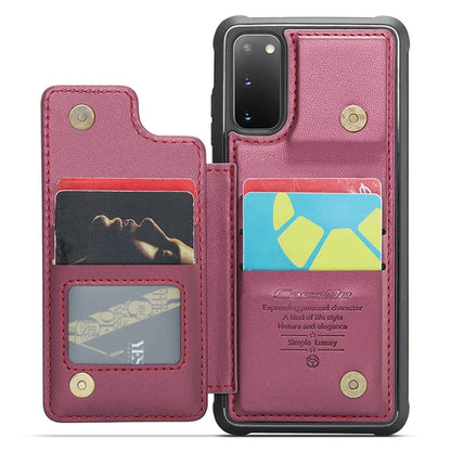 CASEME C22 Series for Samsung Galaxy S20 4G / 5G Case Card Holder Kickstand Leather+TPU Cover
