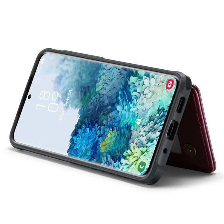 CASEME C22 Series for Samsung Galaxy S20 4G / 5G Case Card Holder Kickstand Leather+TPU Cover