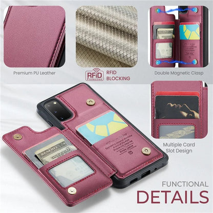 CASEME C22 Series for Samsung Galaxy S20 4G / 5G Case Card Holder Kickstand Leather+TPU Cover