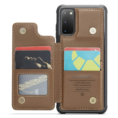CASEME C22 Series for Samsung Galaxy S20 4G / 5G Case Card Holder Kickstand Leather+TPU Cover