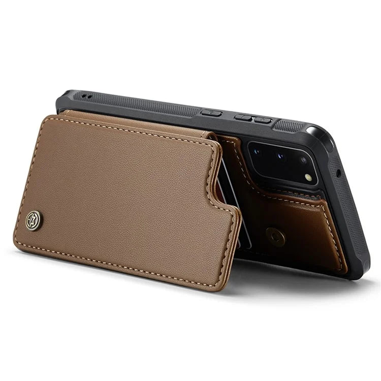 CASEME C22 Series for Samsung Galaxy S20 4G / 5G Case Card Holder Kickstand Leather+TPU Cover