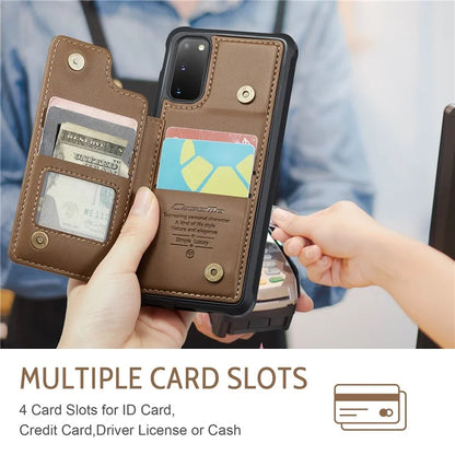 CASEME C22 Series for Samsung Galaxy S20 4G / 5G Case Card Holder Kickstand Leather+TPU Cover