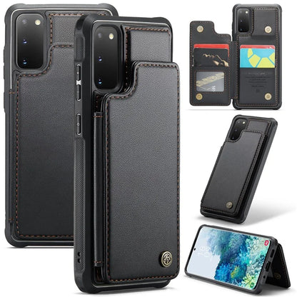 CASEME C22 Series for Samsung Galaxy S20 4G / 5G Case Card Holder Kickstand Leather+TPU Cover