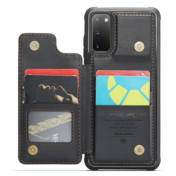 CASEME C22 Series for Samsung Galaxy S20 4G / 5G Case Card Holder Kickstand Leather+TPU Cover