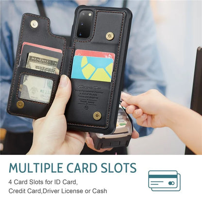 CASEME C22 Series for Samsung Galaxy S20 4G / 5G Case Card Holder Kickstand Leather+TPU Cover