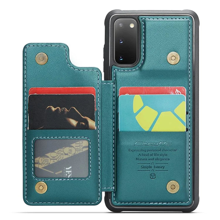 CASEME C22 Series for Samsung Galaxy S20 4G / 5G Case Card Holder Kickstand Leather+TPU Cover