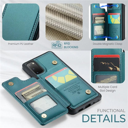 CASEME C22 Series for Samsung Galaxy S20 4G / 5G Case Card Holder Kickstand Leather+TPU Cover