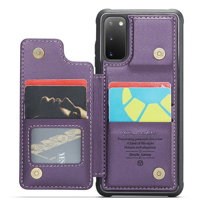 CASEME C22 Series for Samsung Galaxy S20 4G / 5G Case Card Holder Kickstand Leather+TPU Cover