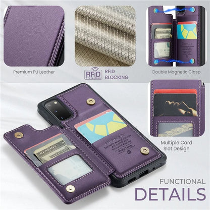 CASEME C22 Series for Samsung Galaxy S20 4G / 5G Case Card Holder Kickstand Leather+TPU Cover