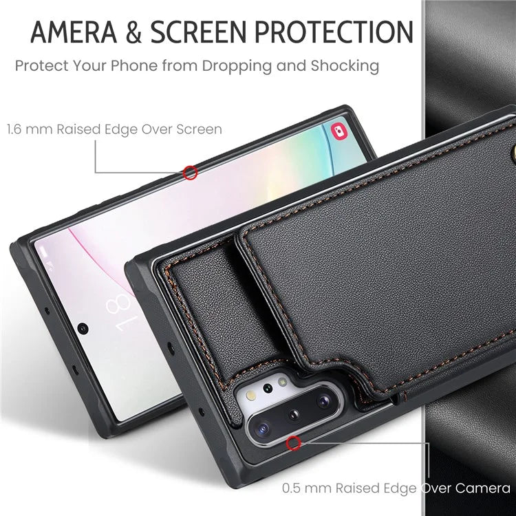 CASEME C22 Series for Samsung Galaxy Note 10 Plus 4G Case RFID Blocking Card Holder Kickstand Cover