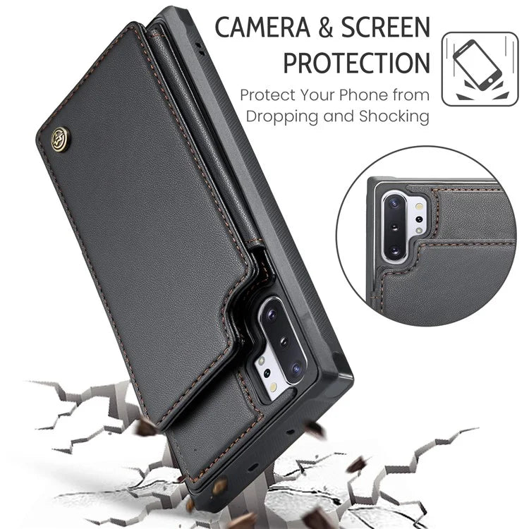 CASEME C22 Series for Samsung Galaxy Note 10 Plus 4G Case RFID Blocking Card Holder Kickstand Cover