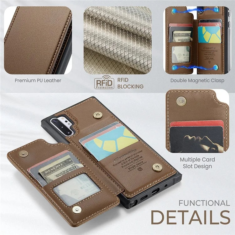 CASEME C22 Series for Samsung Galaxy Note 10 Plus 4G Case RFID Blocking Card Holder Kickstand Cover
