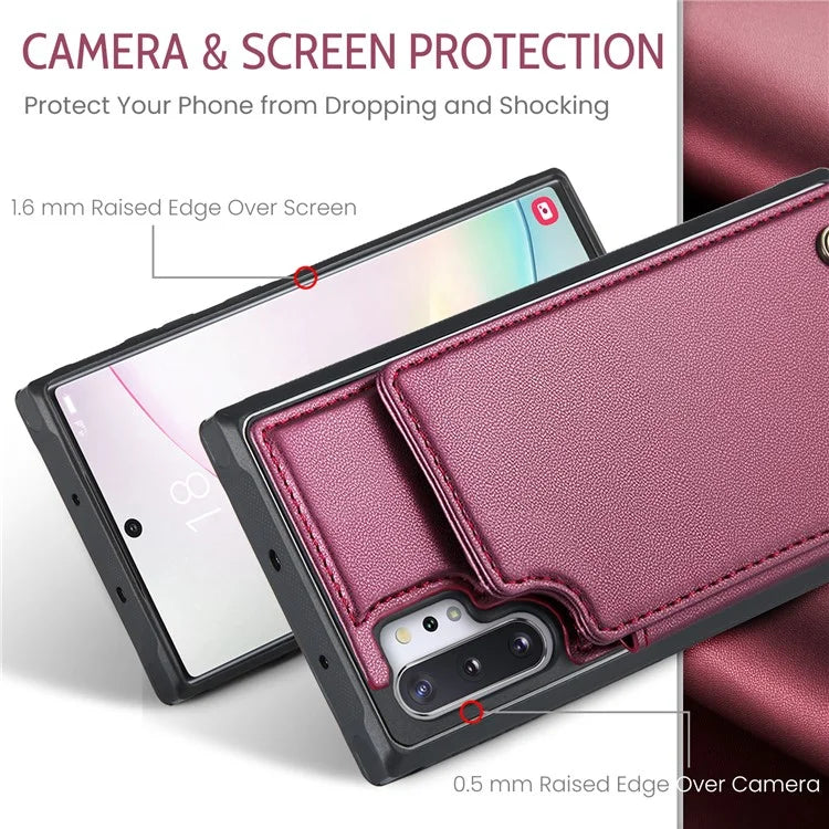 CASEME C22 Series for Samsung Galaxy Note 10 Plus 4G Case RFID Blocking Card Holder Kickstand Cover