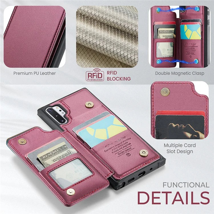 CASEME C22 Series for Samsung Galaxy Note 10 Plus 4G Case RFID Blocking Card Holder Kickstand Cover