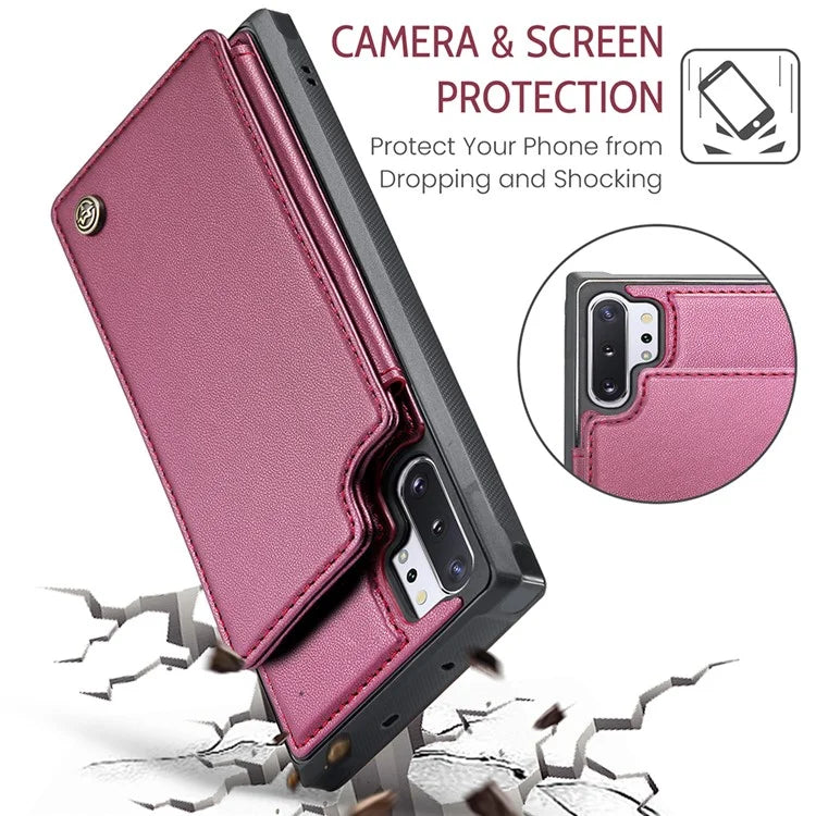 CASEME C22 Series for Samsung Galaxy Note 10 Plus 4G Case RFID Blocking Card Holder Kickstand Cover