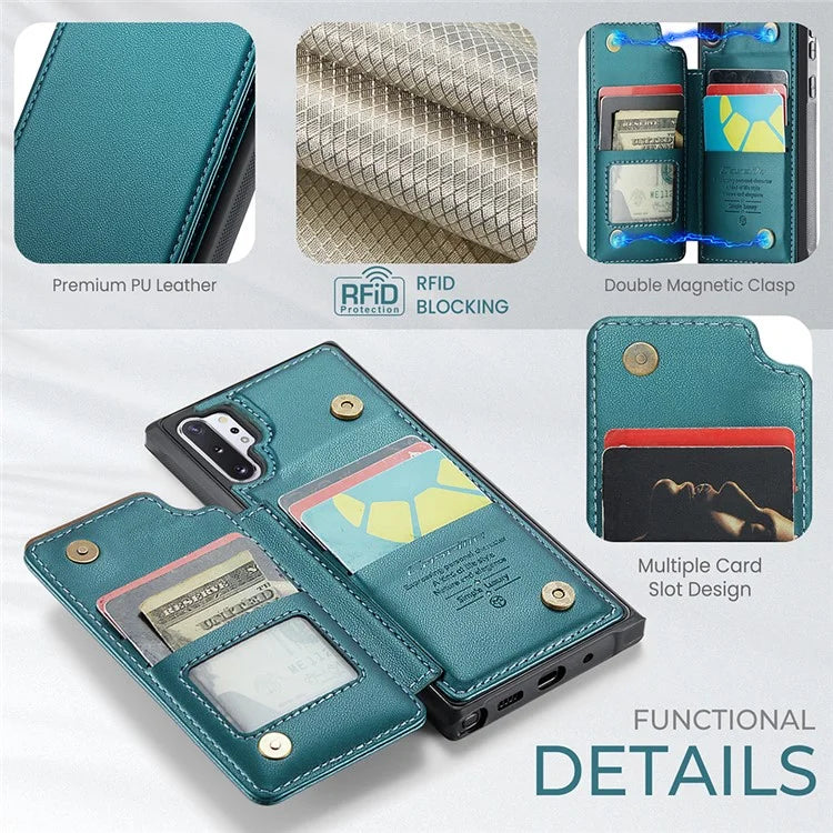 CASEME C22 Series for Samsung Galaxy Note 10 Plus 4G Case RFID Blocking Card Holder Kickstand Cover