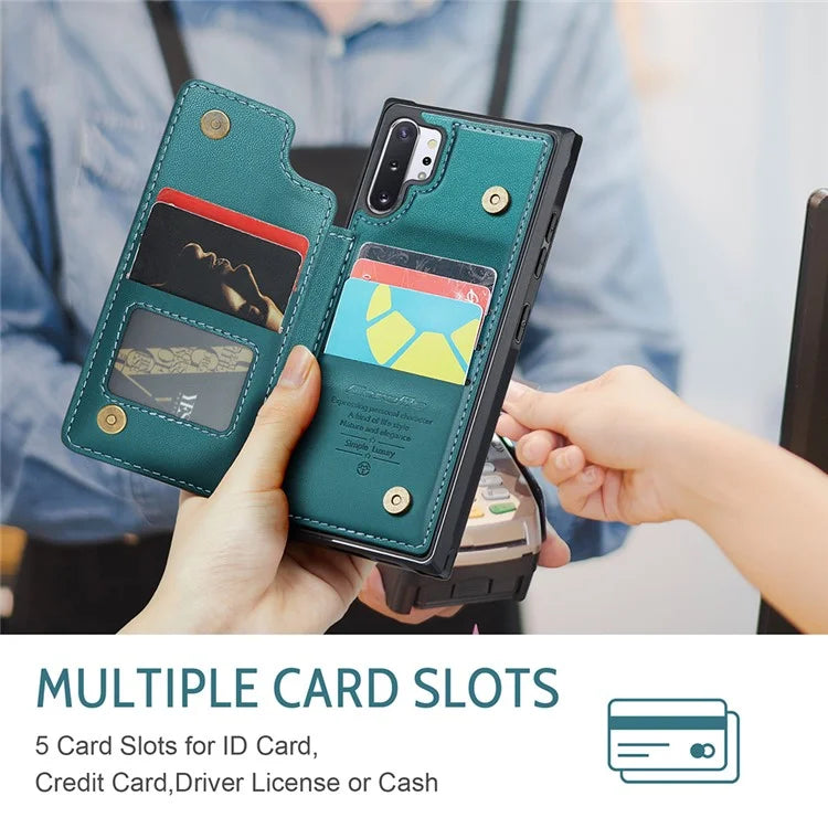 CASEME C22 Series for Samsung Galaxy Note 10 Plus 4G Case RFID Blocking Card Holder Kickstand Cover