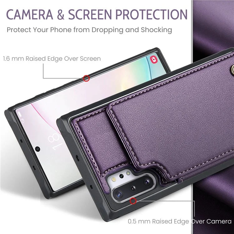 CASEME C22 Series for Samsung Galaxy Note 10 Plus 4G Case RFID Blocking Card Holder Kickstand Cover