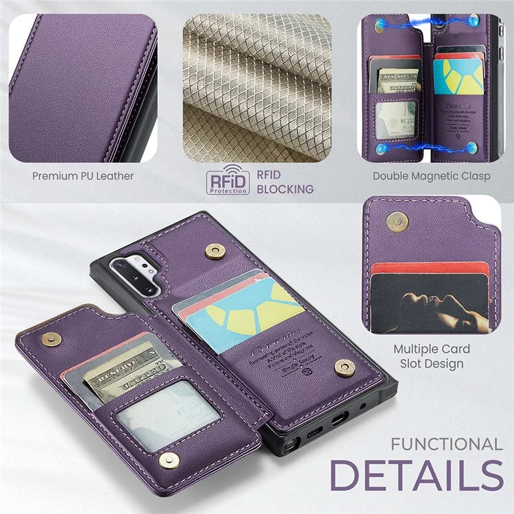 CASEME C22 Series for Samsung Galaxy Note 10 Plus 4G Case RFID Blocking Card Holder Kickstand Cover